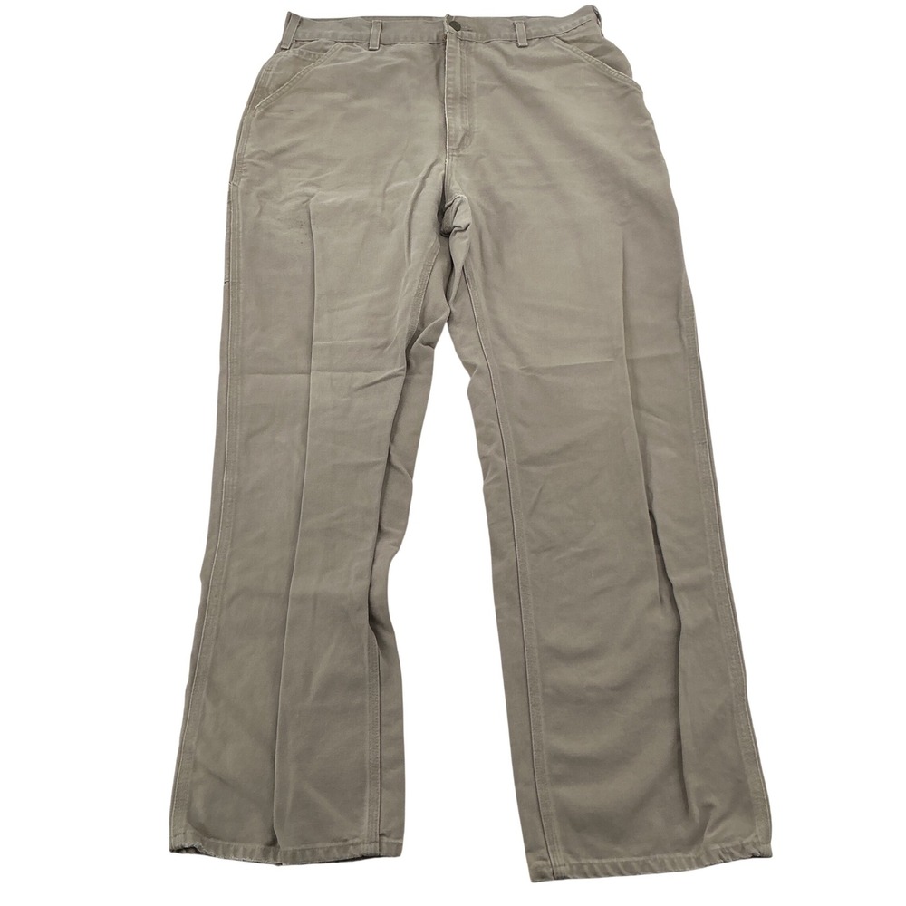 Carhartt B11 Carpenter Pants Mens 36x34 Tan Canvas Dungaree Fit Workwear Vintage
